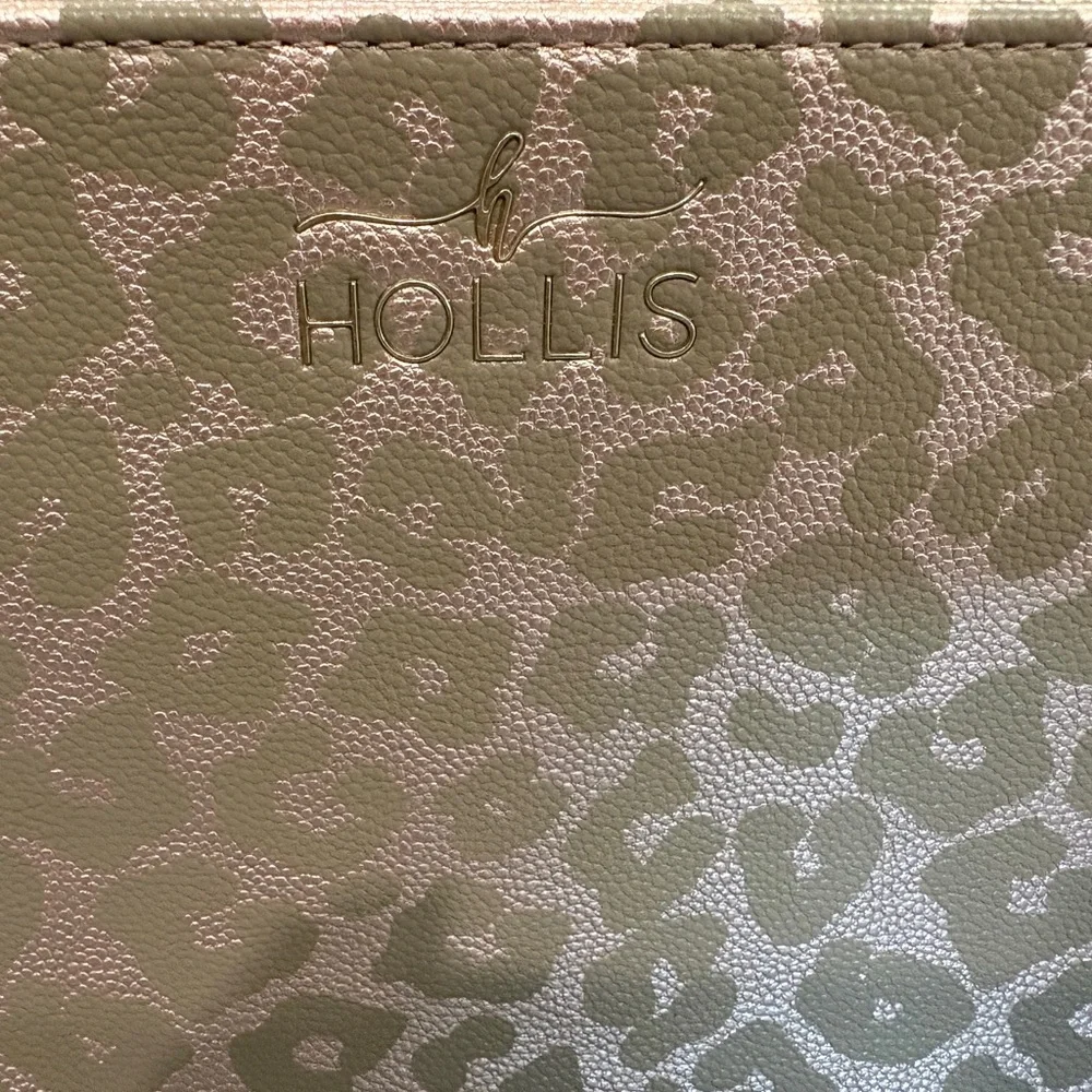 NWT Hollis Leather Leopard Print Accessory Pouch Zippered 10”x7.5” Travel Bag - Picture 3 of 15